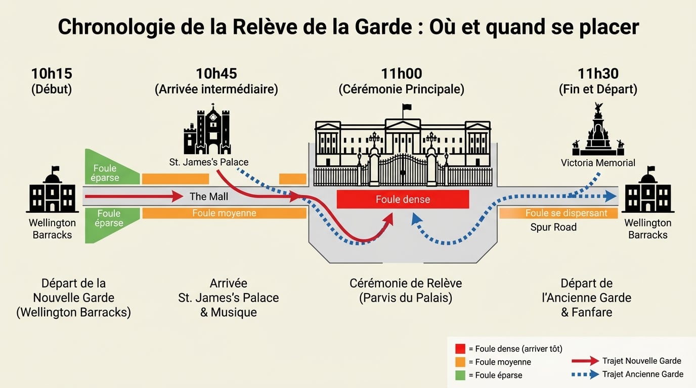 Chronologie de la Relève de la Garde : Où et quand se placer